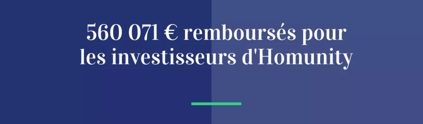 560 071 € remboursés pour les investisseurs d’HOMUNITY