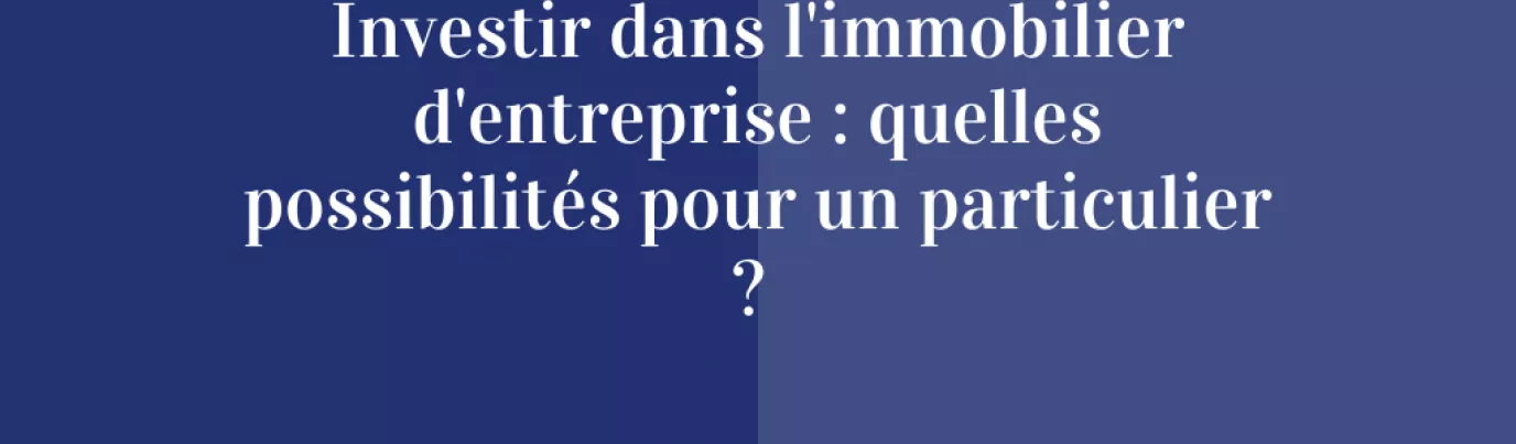 Investir dans l’immobilier d’entreprise : quelles possibilités pour un particulier ?