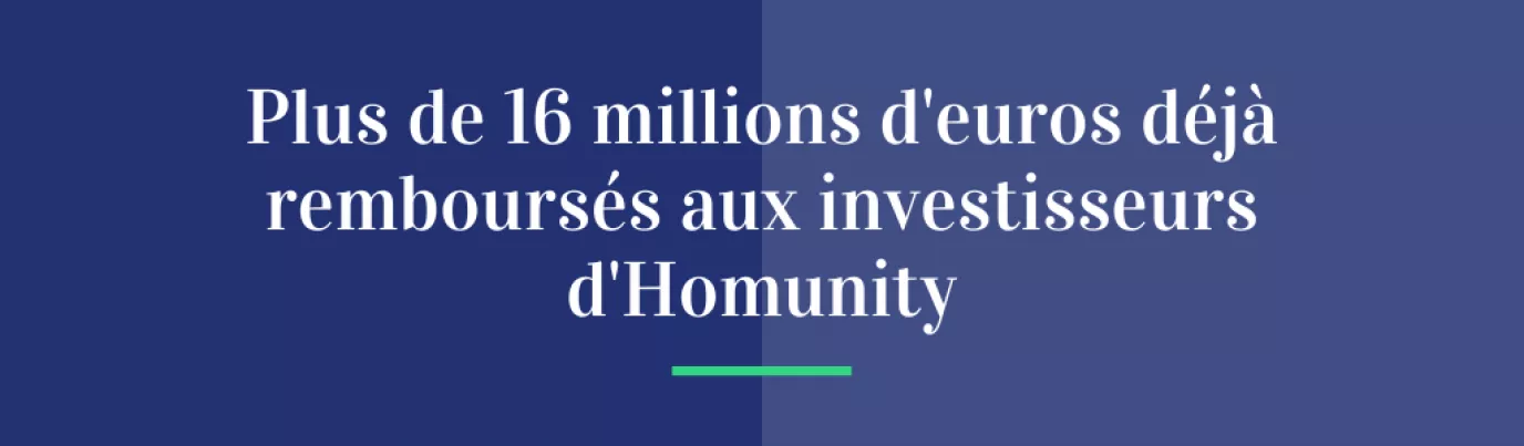 Plus de 16 millions d’euros déjà remboursés aux investisseurs d’Homunity